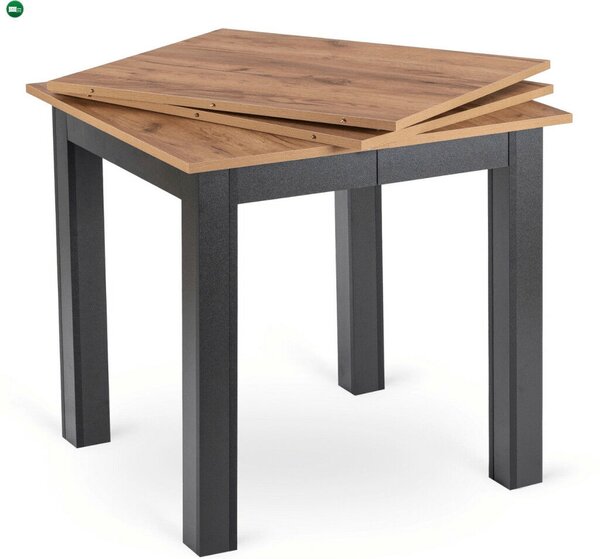 Kihúzható étkezőasztal 80–200 cm méretben, craft tölgy/fekete színben BEN