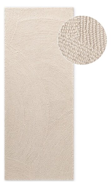 Világos natúr színű kézi szövésű gyapjú futószőnyeg 80x200 cm Eleni Natural White – Hanse Home