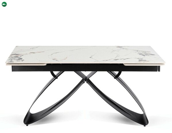 Luigi kerámia kihúzható asztal 160–240 cm, fehér márvány/fekete színben