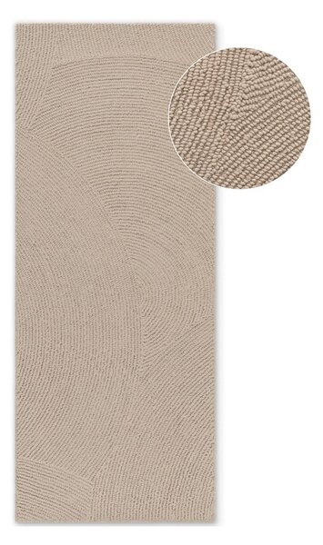 Bézs kézi szövésű gyapjú futószőnyeg 80x200 cm Eleni Light Beige – Hanse Home
