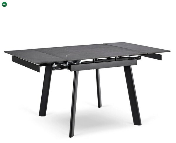 LARES bővíthető kerámia étkezőasztal 90-150 cm fekete márvány/fekete
