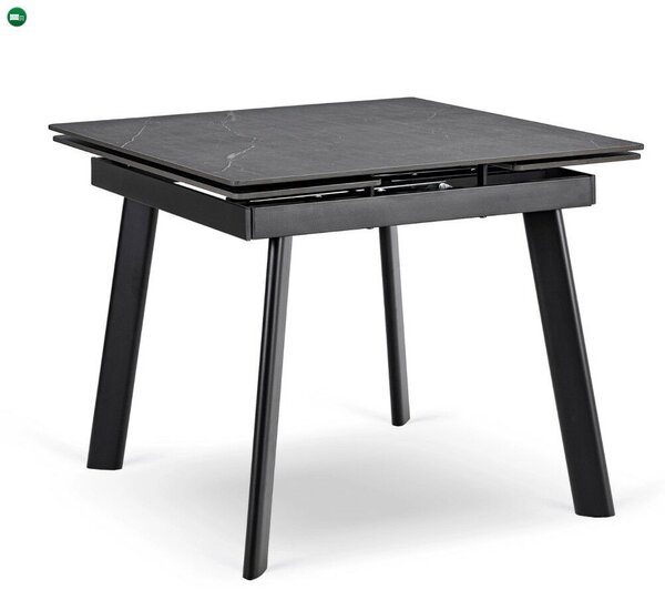 LARES bővíthető kerámia étkezőasztal 90-150 cm fekete márvány/fekete