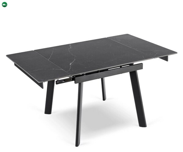 LARES bővíthető kerámia étkezőasztal 90-150 cm fekete márvány/fekete