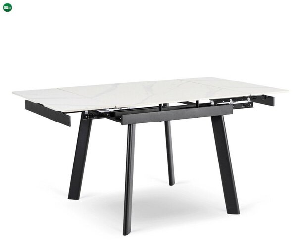 LARES Kerámia Kihúzható Étkezőasztal 90-150 cm Fehér Márvány/Fekete
