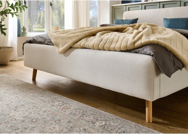 Krémszínű kárpitozott franciaágy ágyrács nélkül 160x200 cm Mattis – Meise Möbel