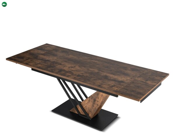 REX bővíthető étkezőasztal 160-220 cm rusztikus tölgy/fekete MDF