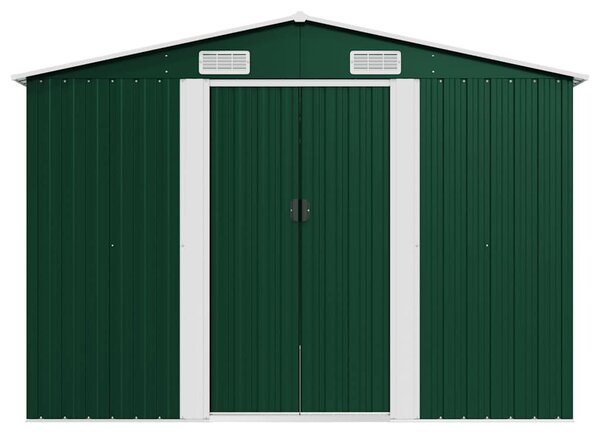 Zöld fém kerti fészer 257 x 489 x 181 cm