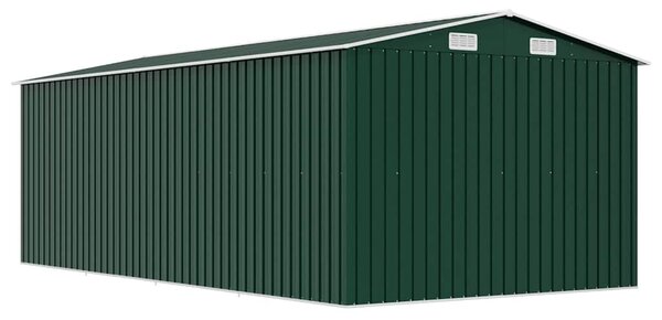 Zöld fém kerti fészer 257 x 489 x 181 cm