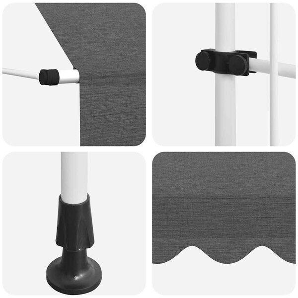 Kézzel feltekerhető antracit napellenző 150 cm