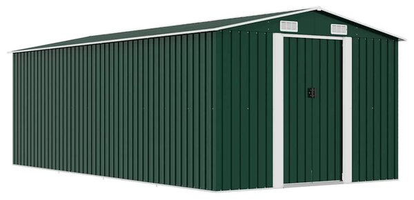 Zöld fém kerti fészer 257 x 489 x 181 cm