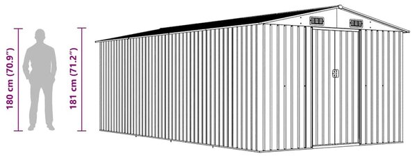 Zöld fém kerti fészer 257 x 489 x 181 cm