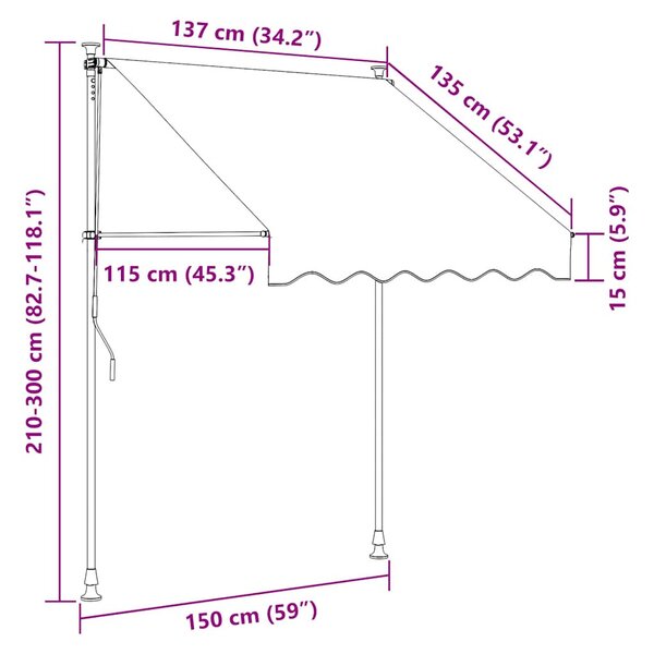 Kézzel feltekerhető antracit napellenző 150 cm