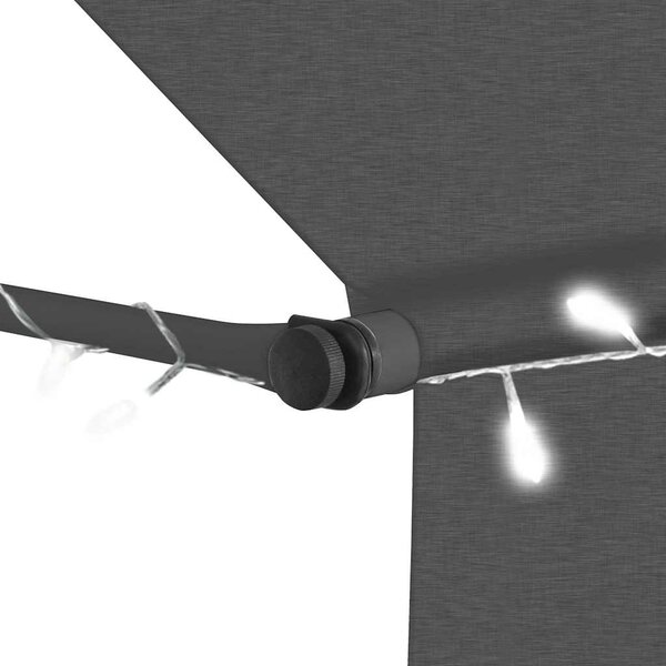 Antracitszürke kézzel kihúzható LED-es napellenző 150 cm