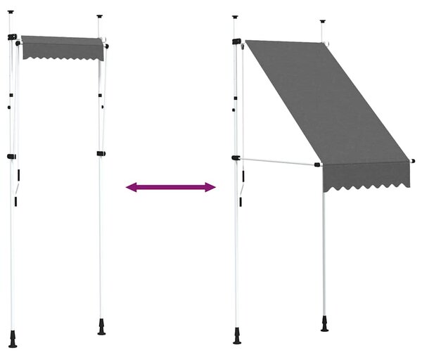 Kézzel feltekerhető antracitszürke napellenző 100 cm