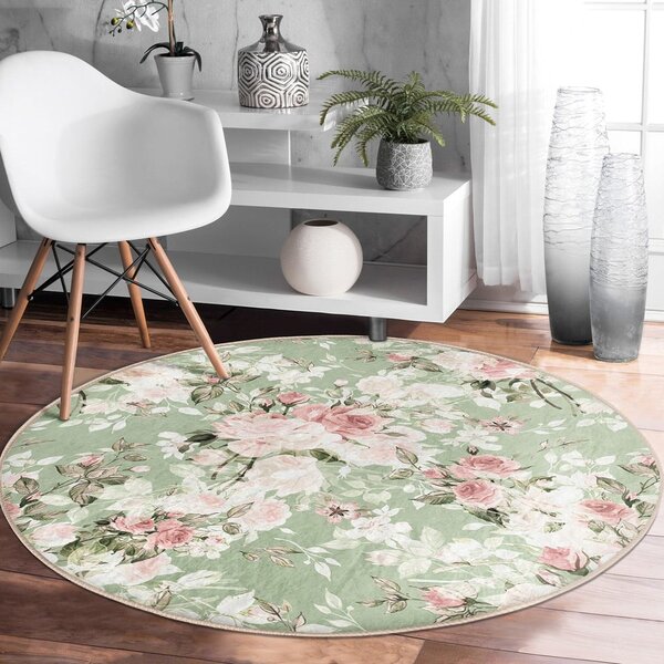Világoszöld mosható-robotporszívóval tisztítható kerek szőnyeg ø 80 cm Comfort – Mila Home