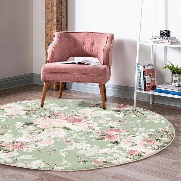 Világoszöld mosható-robotporszívóval tisztítható kerek szőnyeg ø 80 cm Comfort – Mila Home