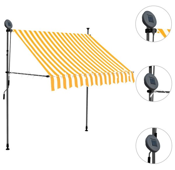 Fehér-narancssárga kézzel kihúzható LED-es napellenző 100 cm