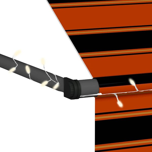 Narancssárga-barna kézzel feltekerhető LED-es napellenző 400 cm