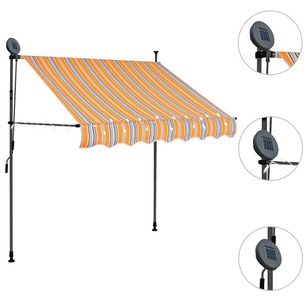 Sárga és kék kézzel feltekerhető LED-es napellenző 100 cm