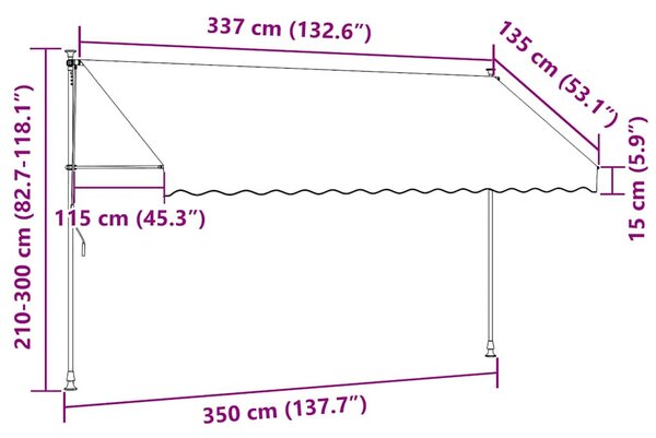 Kézzel feltekerhető antracit napellenző 350 cm