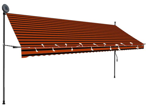 Narancssárga-barna kézzel feltekerhető LED-es napellenző 400 cm