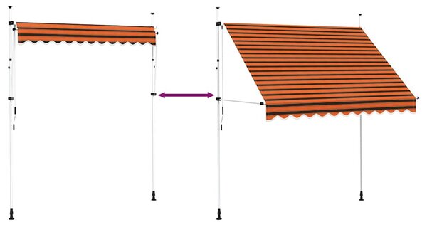 Narancssárga és barna kézzel feltekerhető napellenző 250 cm