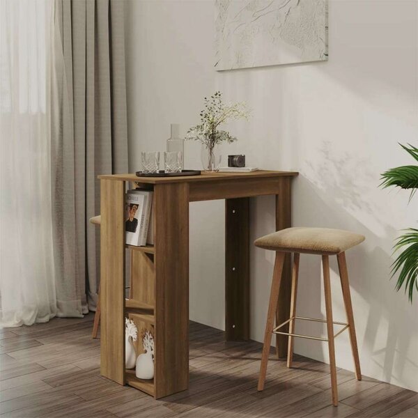 VidaXL barnatölgy színű forgácslap bárasztal polccal 102x50x103,5 cm