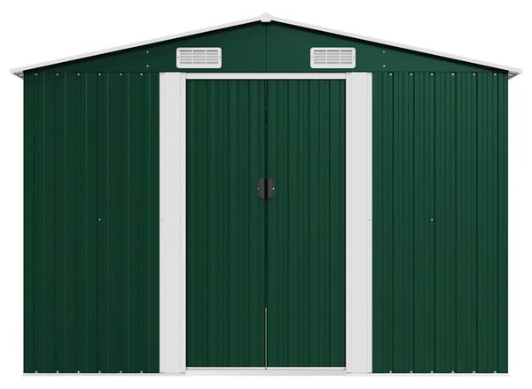 Zöld fém kerti fészer 257 x 580 x 181 cm