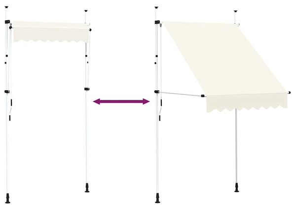 Kézzel feltekerhető napellenző krém, 150 cm