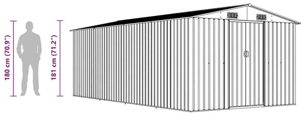 Barna fém kerti fészer 257 x 489 x 181 cm