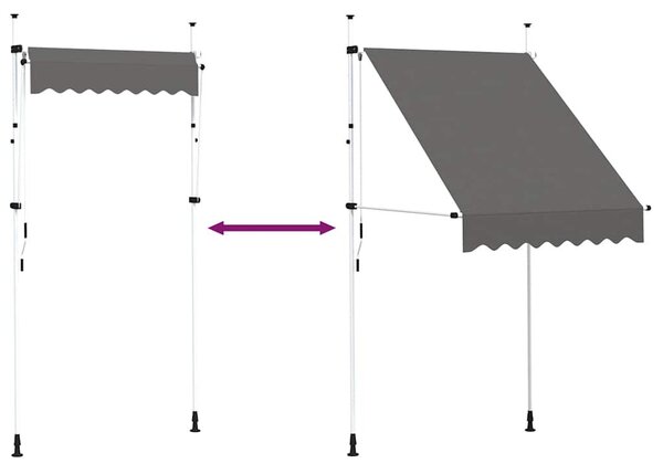 Kézzel feltekerhető antracit napellenző 150 cm