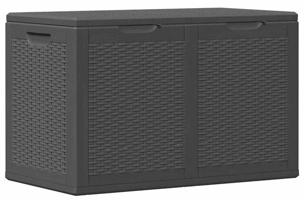 Fekete PP rattan kerti tárolóláda 180 L