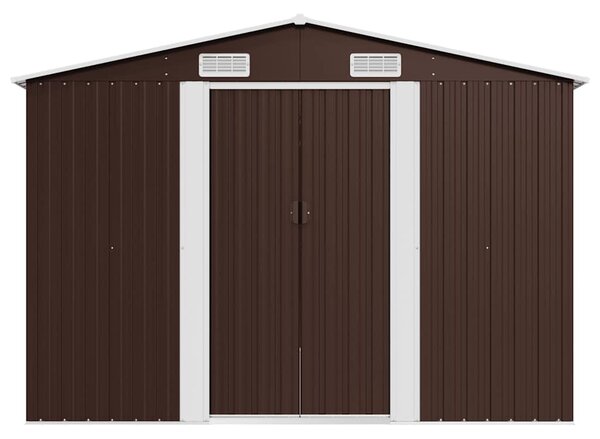 Barna fém kerti fészer 257 x 489 x 181 cm