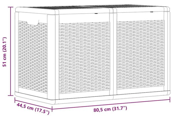 Fekete PP rattan kerti tárolóláda 180 L