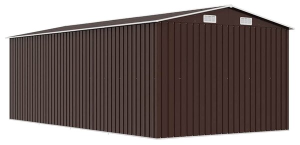 Barna fém kerti fészer 257 x 489 x 181 cm