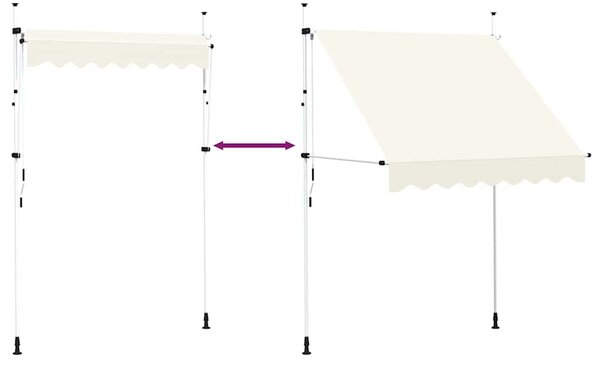 Kézzel feltekerhető krémszínű napellenző 200 cm