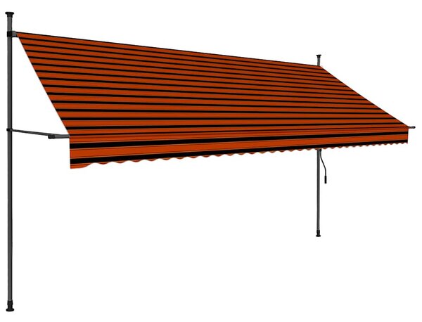 Narancssárga-barna kézzel feltekerhető LED-es napellenző 350 cm