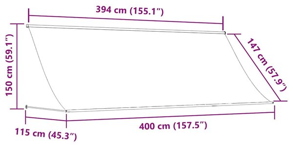 Feltekerhető kék és fehér napellenző 400 x 150 cm