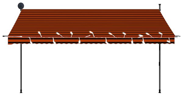 Narancssárga-barna kézzel feltekerhető LED-es napellenző 350 cm