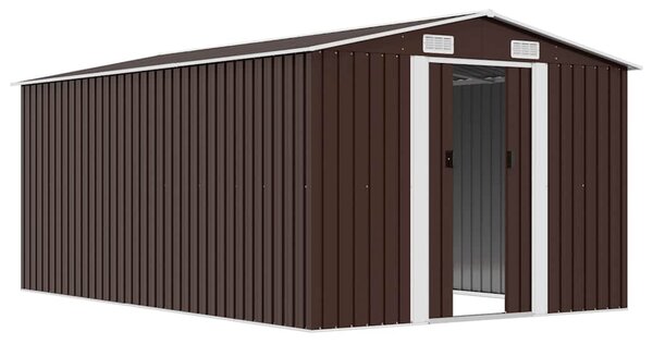 Barna fém kerti fészer 257 x 392 x 181 cm