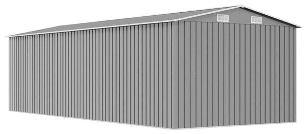 Szürke fém kerti fészer 257 x 580 x 181 cm