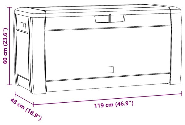 Barna polipropilén kerti tárolóláda 119 x 48 x 60 cm