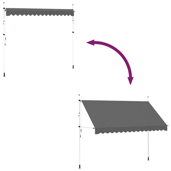 Kézzel feltekerhető antracit napellenző 350 cm