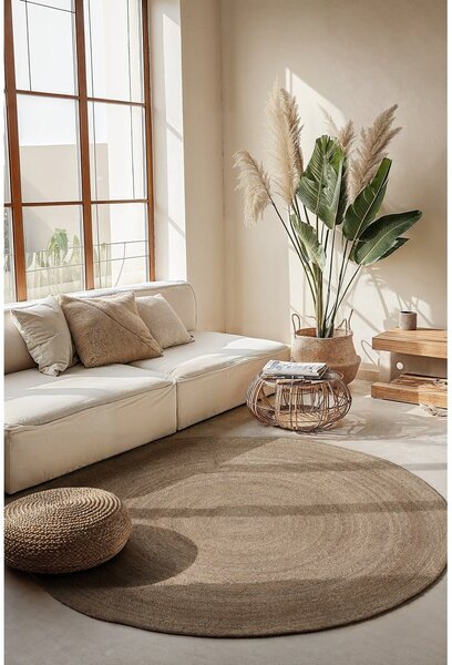 Szürkésbézs kétoldalas juta kerek szőnyeg ø 100 cm Braided – Hanse Home