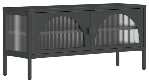 VidaXL Modern TV-szekrény - Fekete Acél és Üveg - 105x35x50 cm