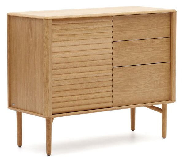 Natúr színű alacsony komód tölgyfa dekorral 105x86 cm Lenon – Kave Home