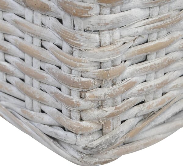 3 személyes szürke természetes rattan kanapé párnával