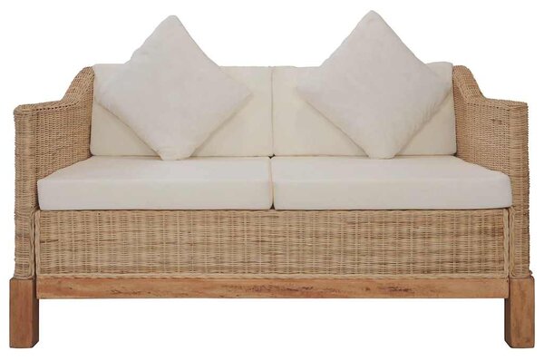 2 részes természetes rattan kanapészett párnákkal