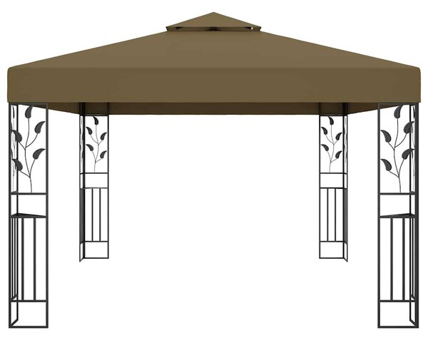 Tópszínű dupla tetős pavilon LED fényfüzérrel 3 x 4 m