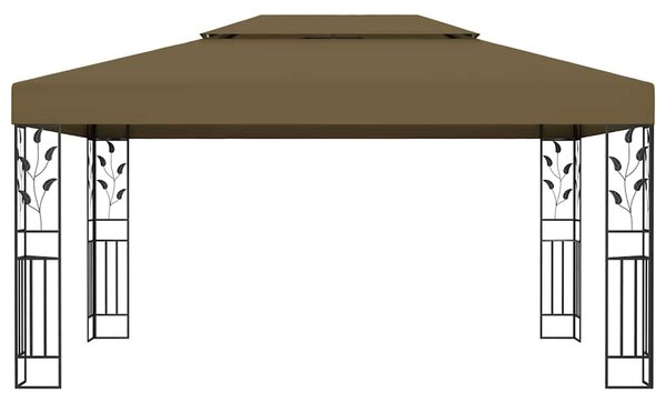 Tópszínű dupla tetős pavilon LED fényfüzérrel 3 x 4 m